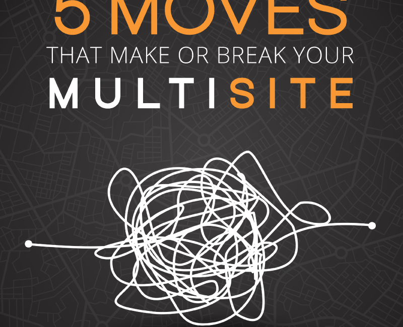 5 Smart Multisite Church Facility Strategies by Dave Milam. Image of cover photo of the ebook that has title "5 moves that make or break your multisite"